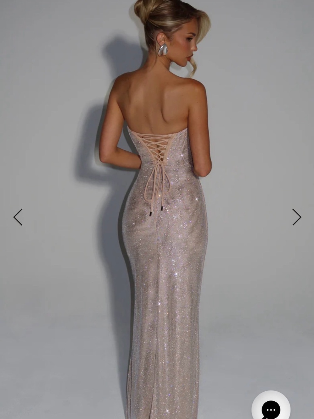 Strapless Sparkle Evening Gown in Champagne - Picture 2 of 5